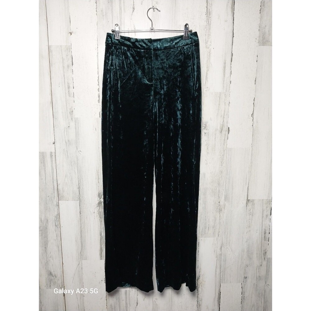Cynthia Rowley Velour Wide Leg Green Pants Womens Size 2